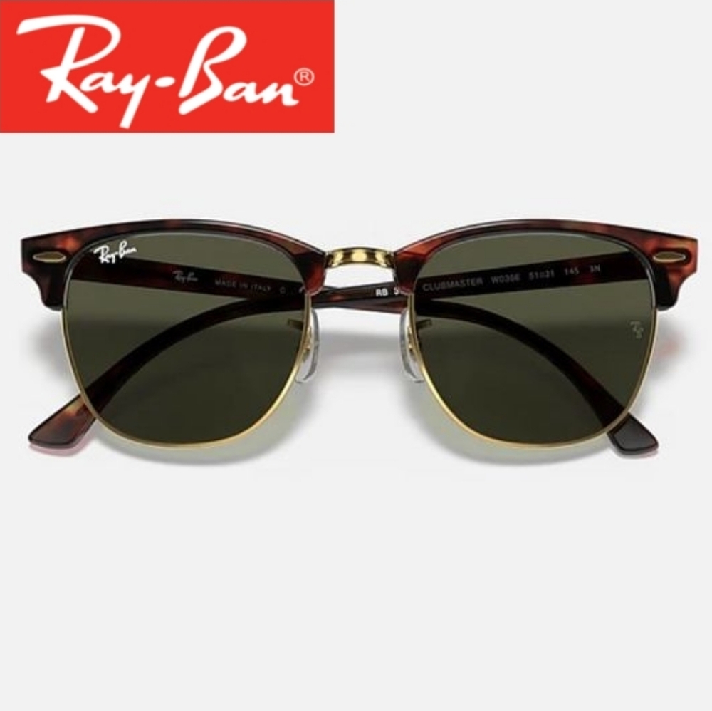 RayBan Clubmaster Green G15 Lenses RB3016 Tortoise Frame Men & Women
